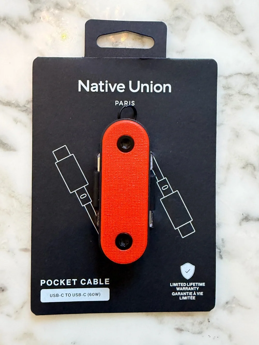 NWT Native Union Pocket Cable USB-C to USB-C 60W Fast Charging Keychain Cable